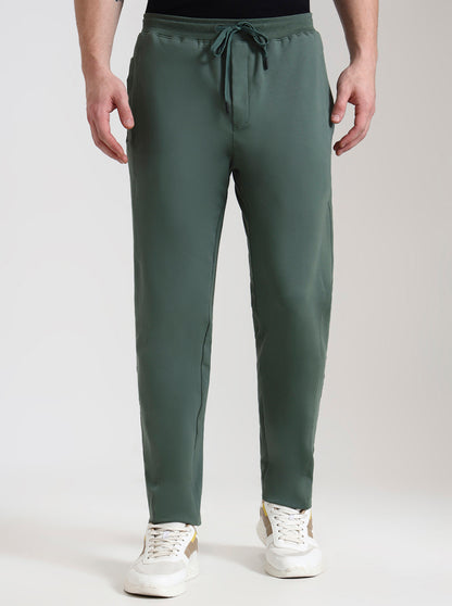 Hedge Green Solid Slim Fit Track Pant | JadeBlue