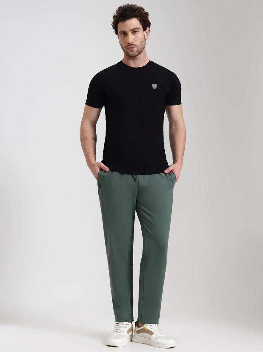 Hedge Green Solid Slim Fit Track Pant | JadeBlue