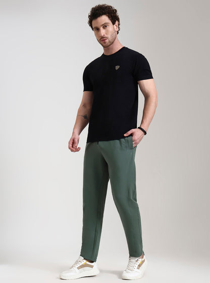 Hedge Green Solid Slim Fit Track Pant | JadeBlue