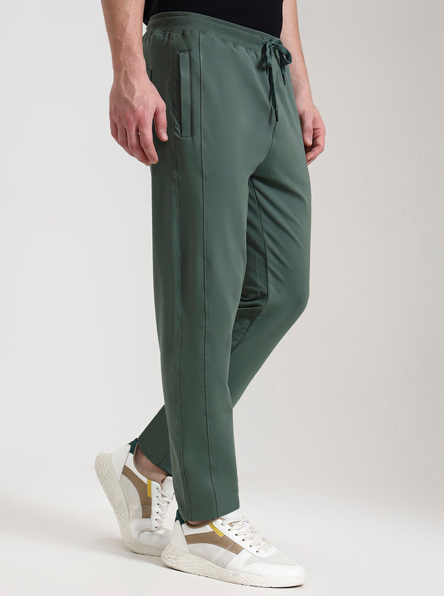 Hedge Green Solid Slim Fit Track Pant | JadeBlue