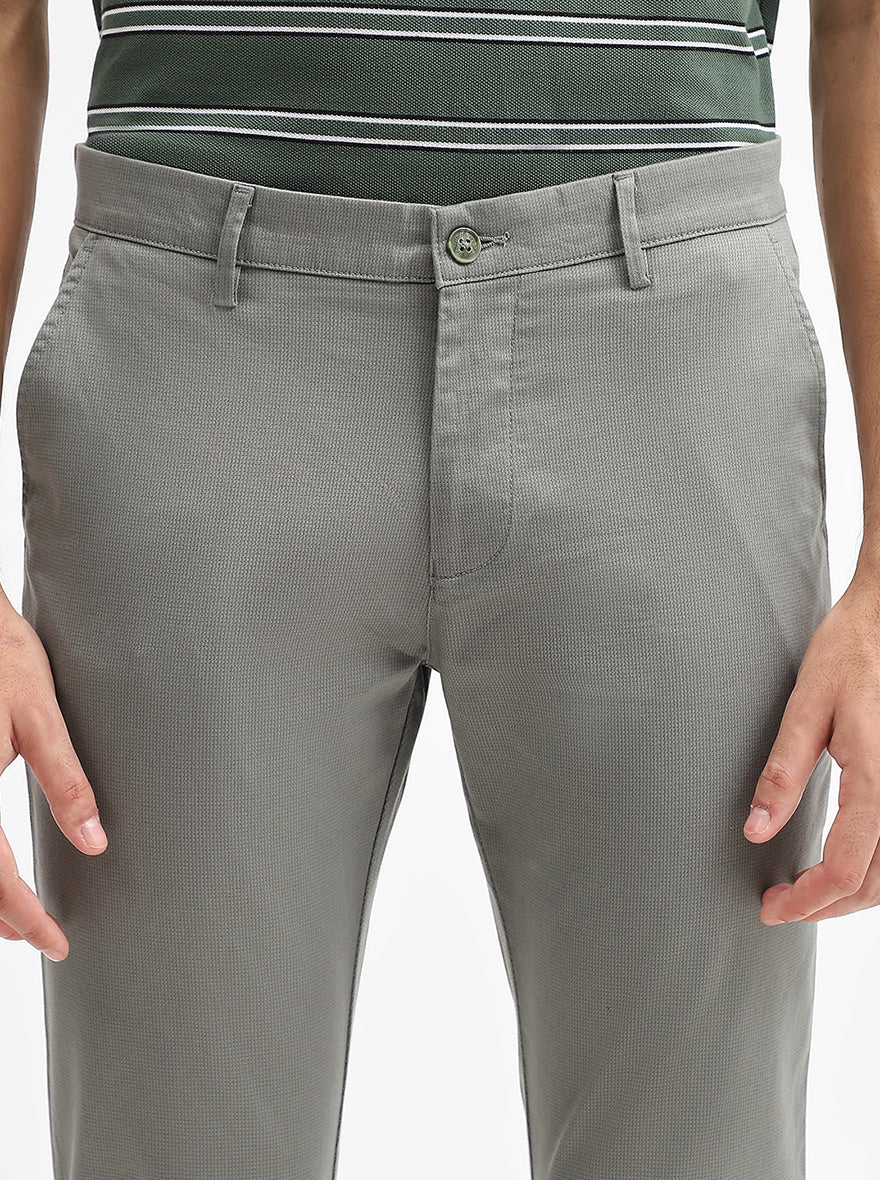 Grey Solid Super Slim Fit Casual Trouser | Greenfibre