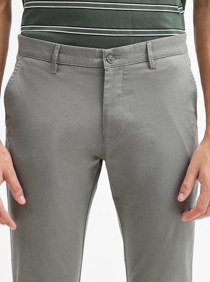 Grey Solid Super Slim Fit Casual Trouser | Greenfibre