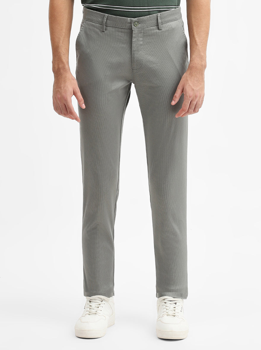 Grey Solid Super Slim Fit Casual Trouser | Greenfibre