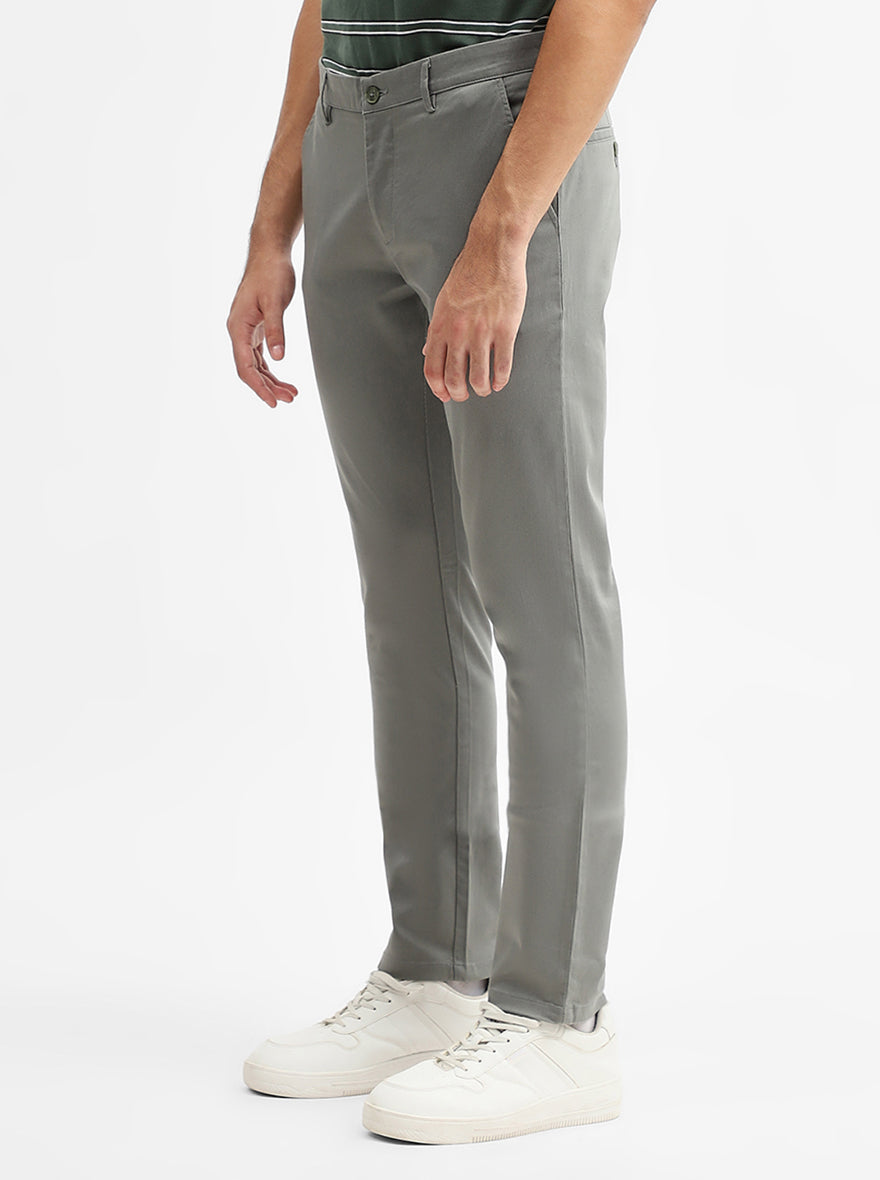 Grey Solid Super Slim Fit Casual Trouser | Greenfibre