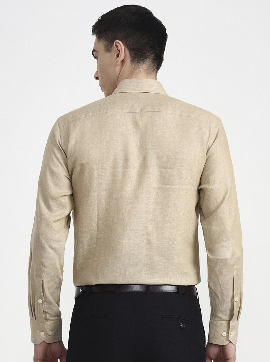 Light Brown Solid Regular Fit Formal Shirt | JadeBlue