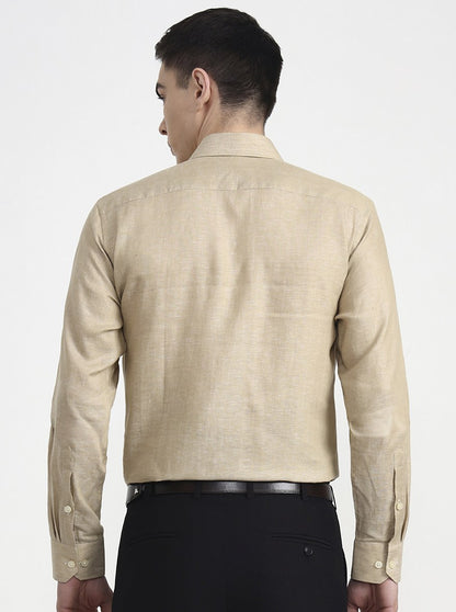 Light Brown Solid Regular Fit Formal Shirt | JadeBlue