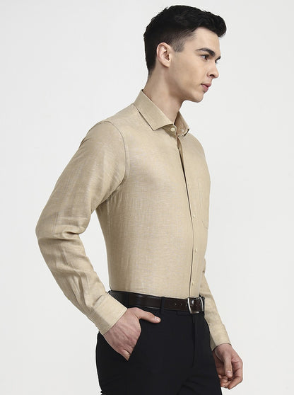 Light Brown Solid Regular Fit Formal Shirt | JadeBlue