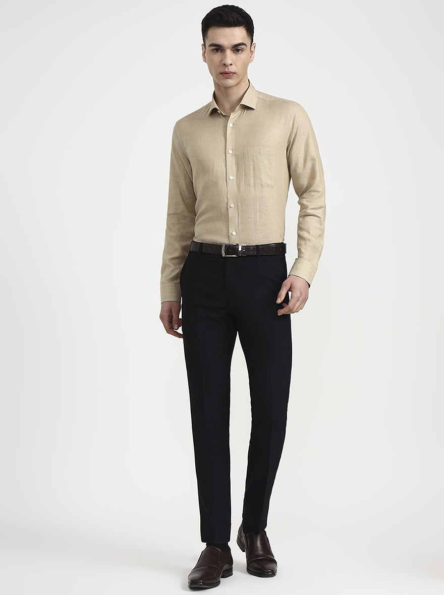 Light Brown Solid Regular Fit Formal Shirt | JadeBlue