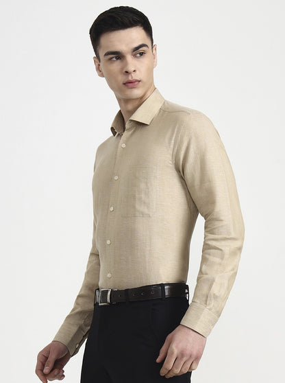 Light Brown Solid Regular Fit Formal Shirt | JadeBlue