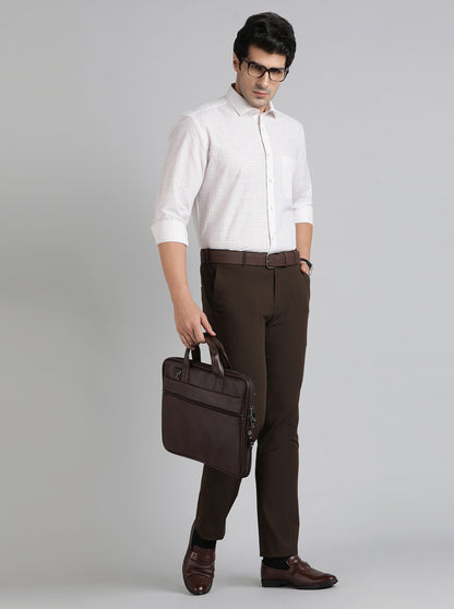 Light Grey Checked Regular Fit Formal Shirt | Greenfibre