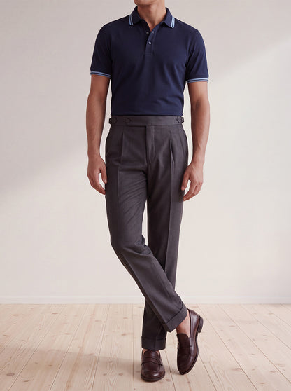 Grey Solid Tailored Fit Formal Trouser | Wyre