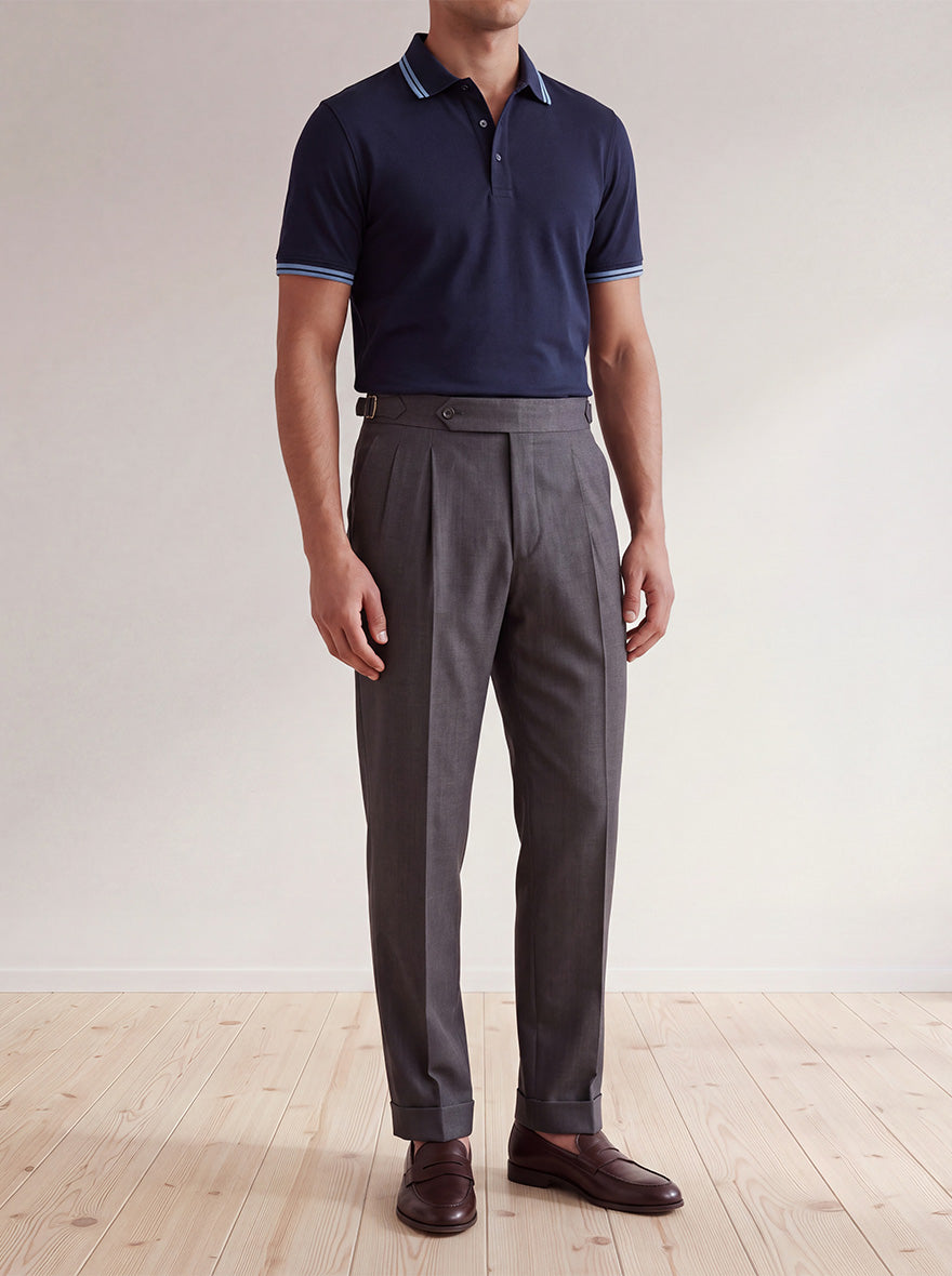 Grey Solid Tailored Fit Formal Trouser | Wyre