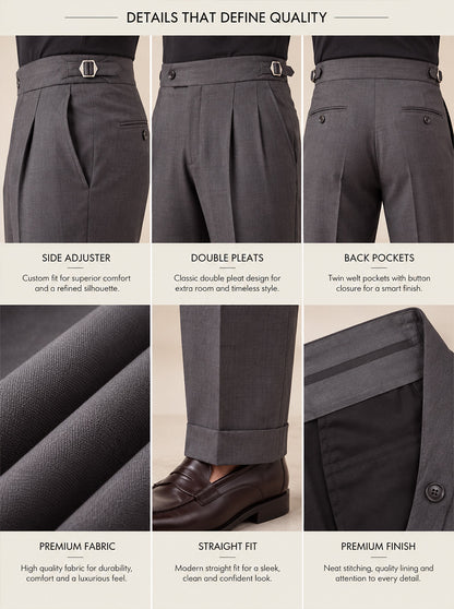 Grey Solid Tailored Fit Formal Trouser | Wyre