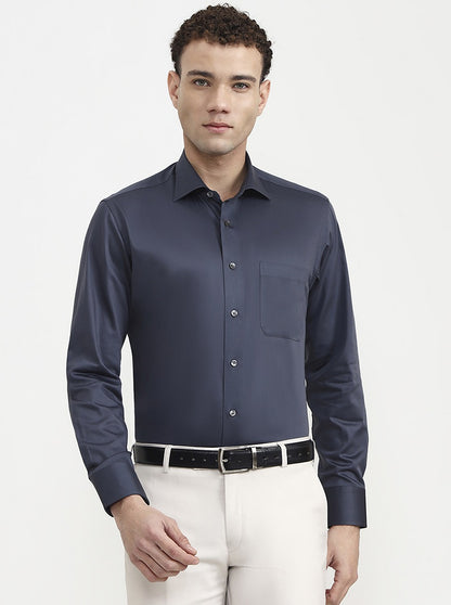 Dark Grey Solid Slim Fit Formal Shirt | JadeBlue Super Luxe