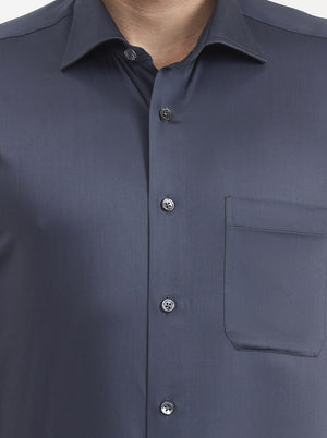 Dark Grey Solid Slim Fit Formal Shirt | JadeBlue Super Luxe