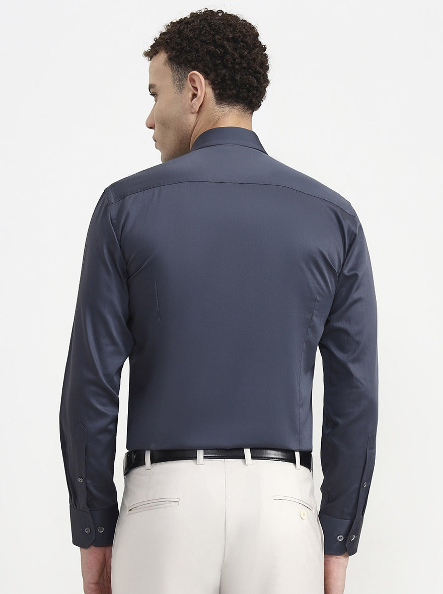 Dark Grey Solid Slim Fit Formal Shirt | JadeBlue Super Luxe