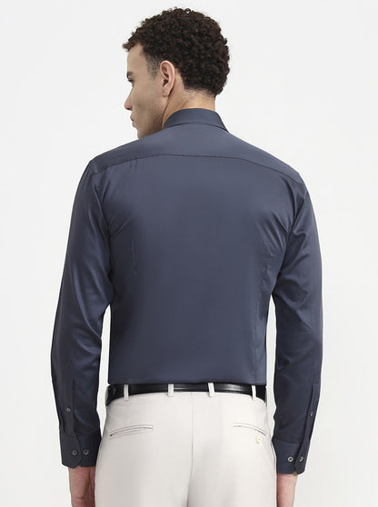 Dark Grey Solid Slim Fit Formal Shirt | JadeBlue Super Luxe