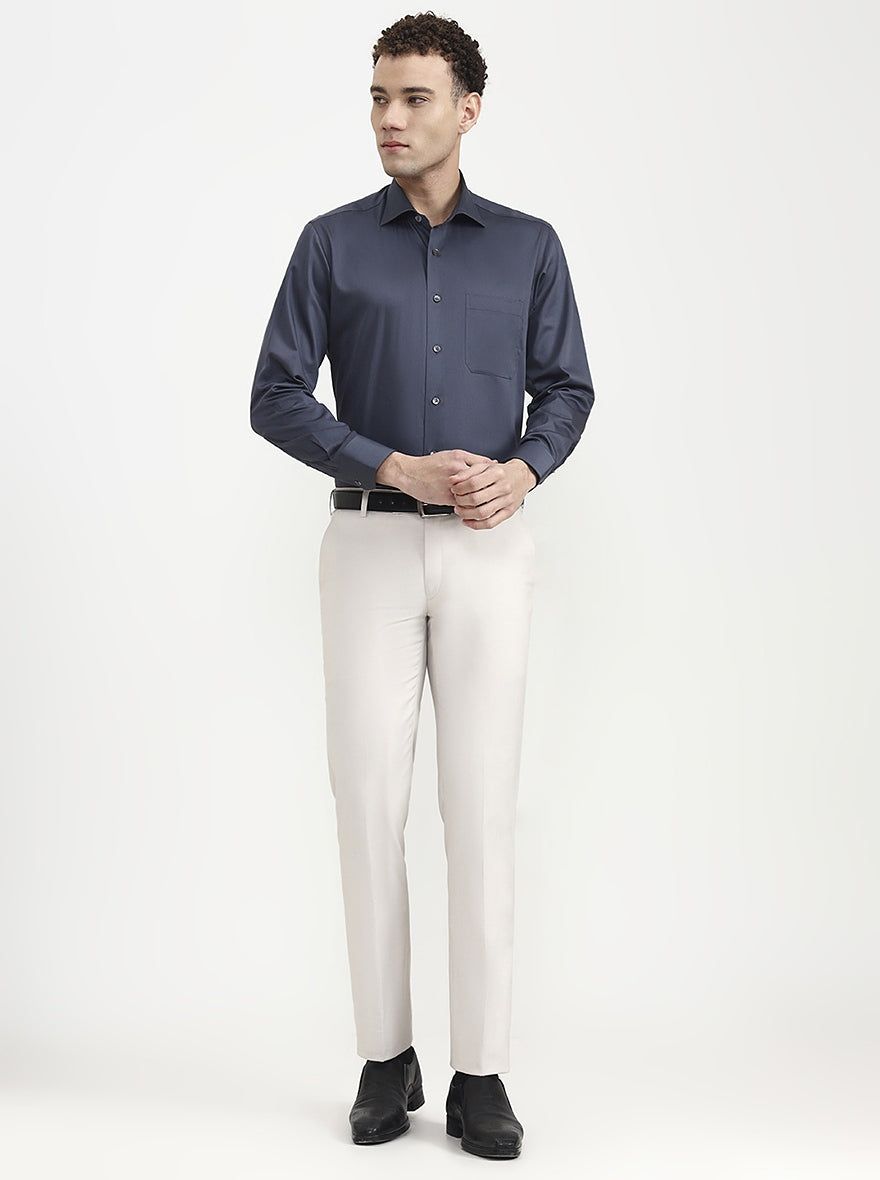 Dark Grey Solid Slim Fit Formal Shirt | JadeBlue Super Luxe