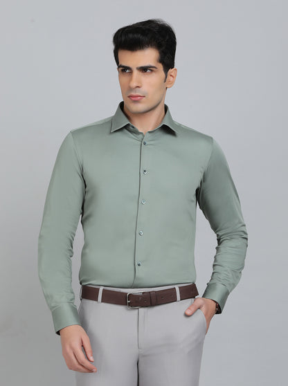 Pista Green Solid Slim Fit Party Wear Shirt | Wyre