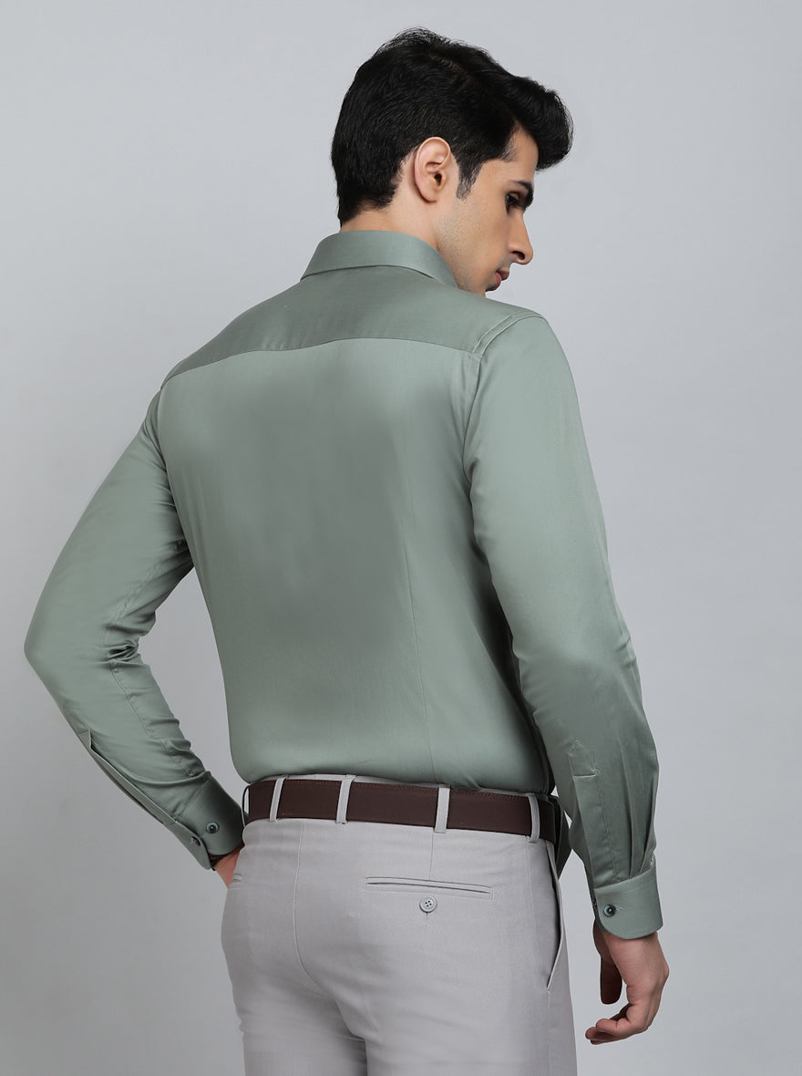 Pista Green Solid Slim Fit Party Wear Shirt | Wyre