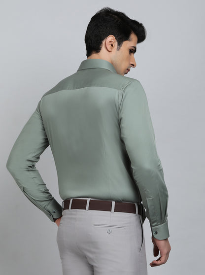 Pista Green Solid Slim Fit Party Wear Shirt | Wyre