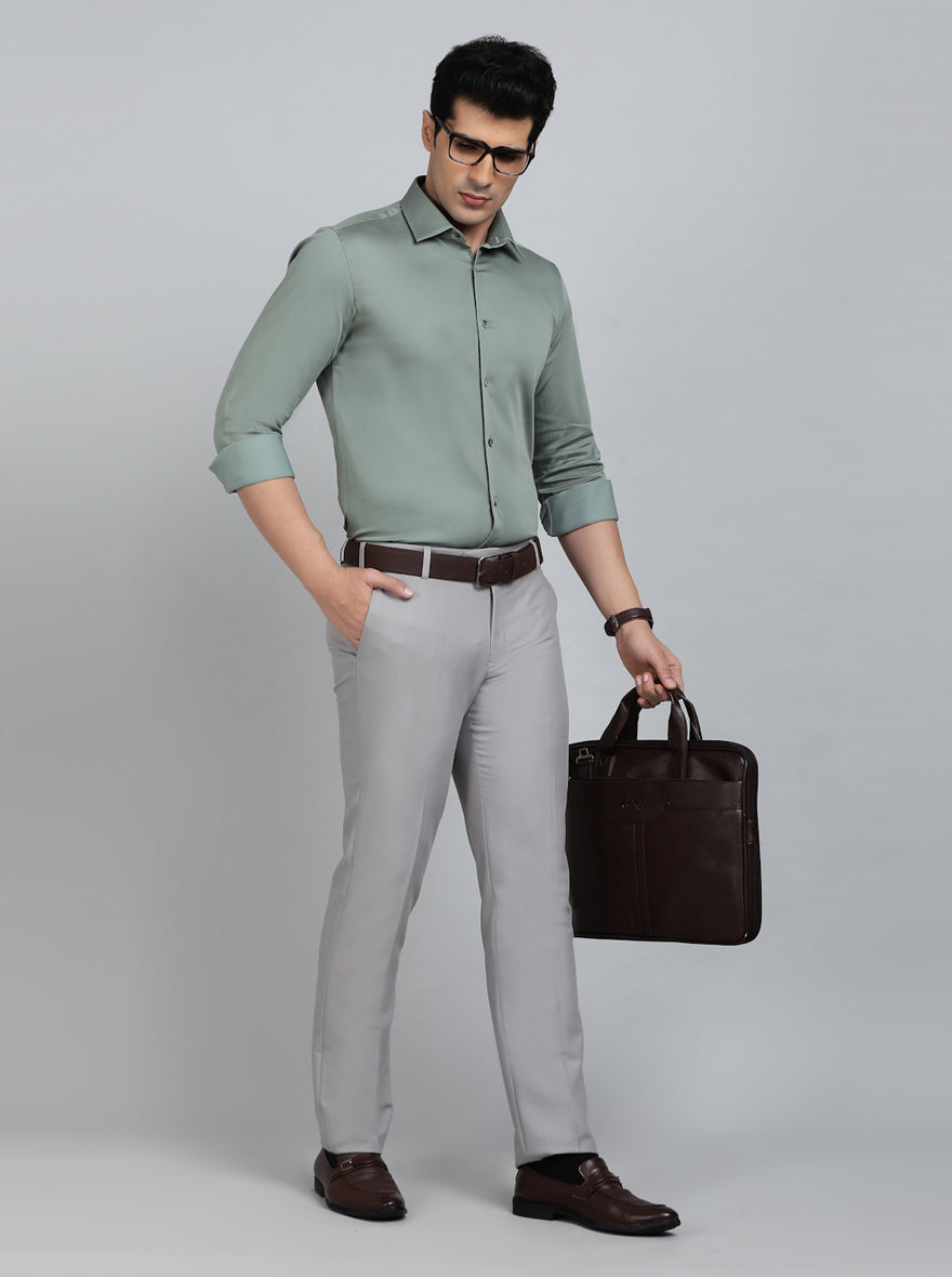 Pista Green Solid Slim Fit Party Wear Shirt | Wyre
