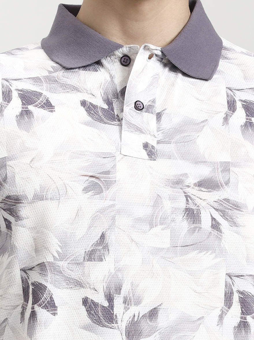 Lavendar Printed Slim Fit Polo T-Shirt | JadeBlue