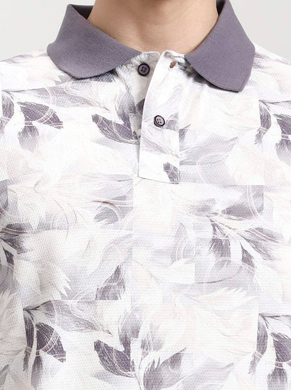 Lavendar Printed Slim Fit Polo T-Shirt | JadeBlue