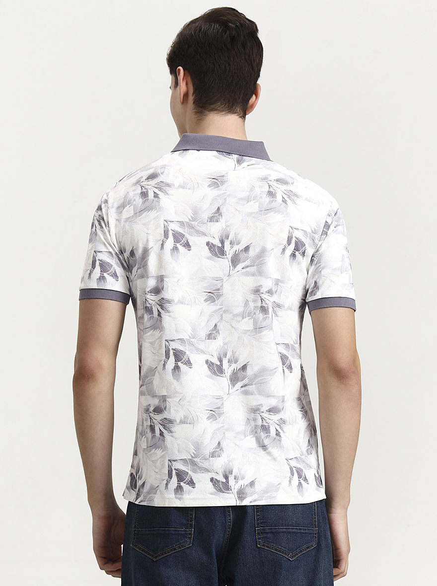 Lavendar Printed Slim Fit Polo T-Shirt | JadeBlue