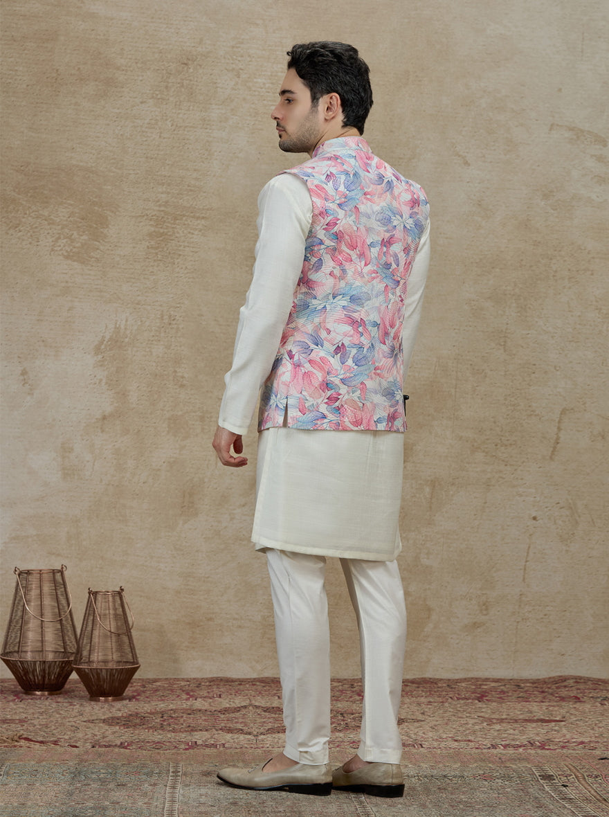 Pink & Multicolor Printed Kurta Pajama with Koti | Virasana