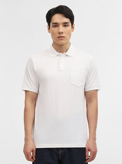 White Solid Slim Fit Polo T-Shirt | Greenfibre
