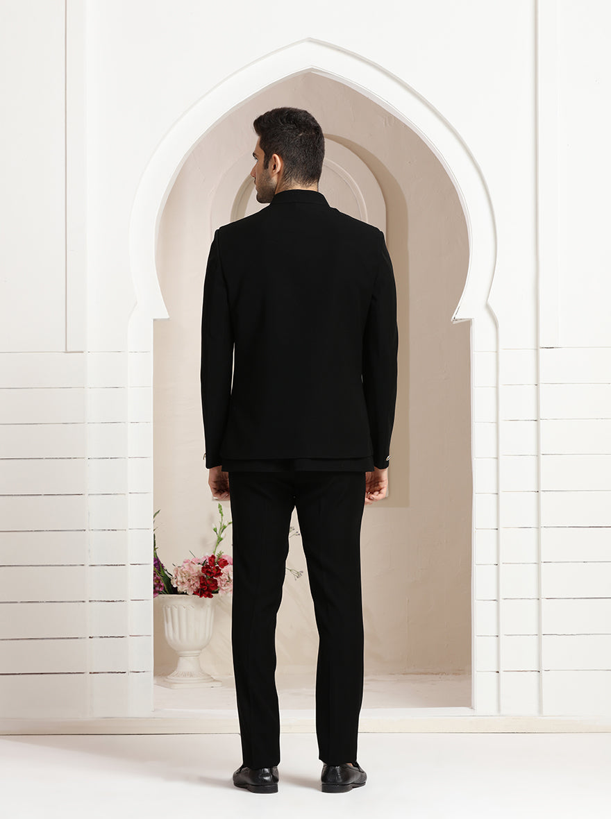 Black Embroidered Jodhpuri Suit | JadeBlue