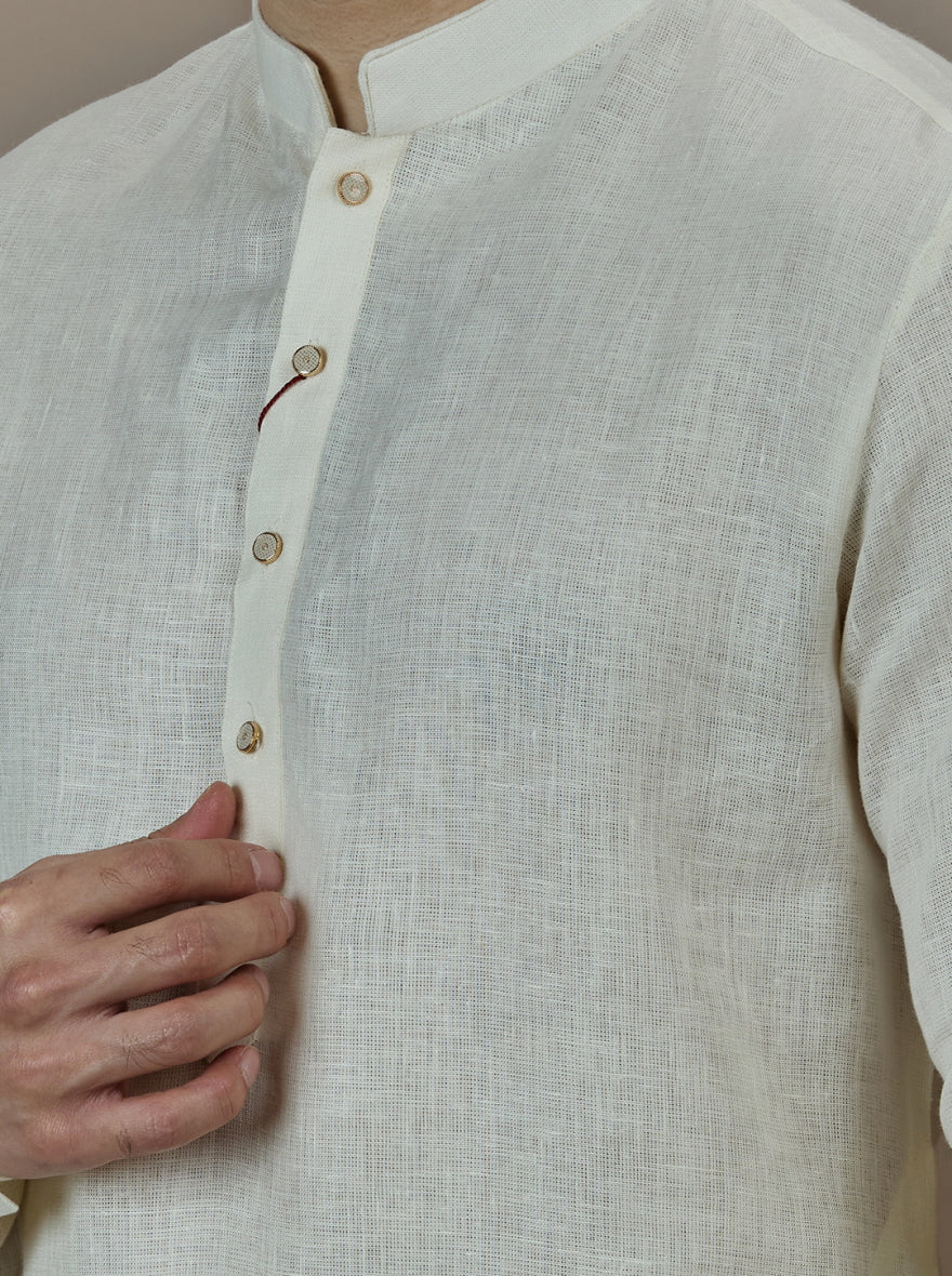 Cream Solid Kurta Pajama | Virasana