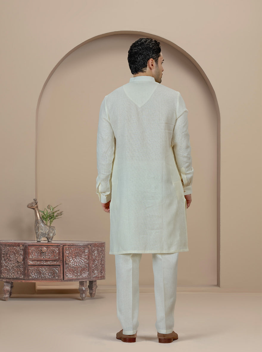 Cream Solid Kurta Pajama | Virasana