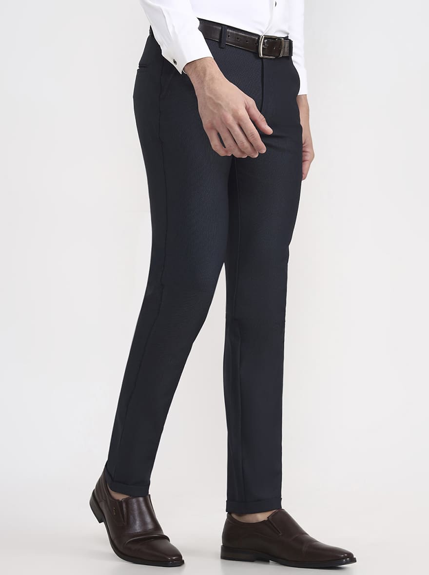 Blue Printed Slim Fit Club Wear Trouser | JB Studio