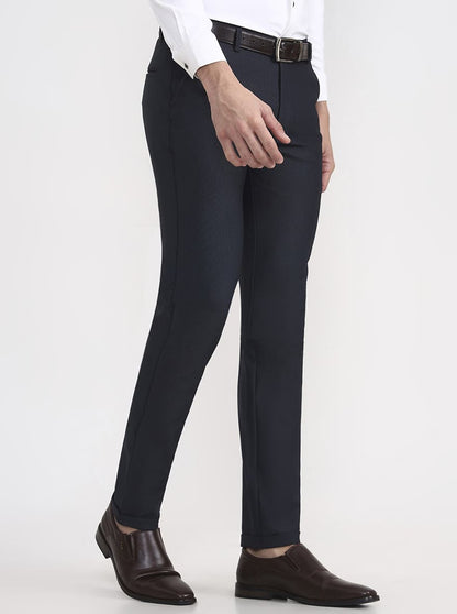 Blue Printed Slim Fit Club Wear Trouser | JB Studio