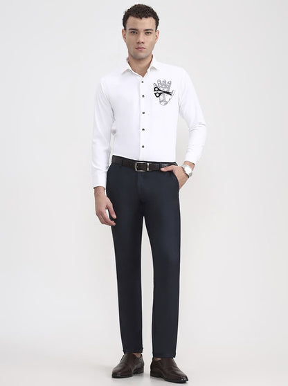 Blue Printed Slim Fit Club Wear Trouser | JB Studio