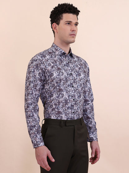 Fawn & Coffee Printed Slim Fit Party Wear Shirt | Greenfibre