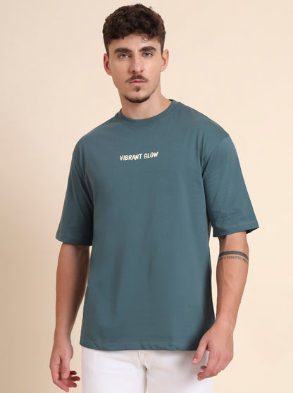 Deep Green Printed Relax Fit T-Shirt | JadeBlue