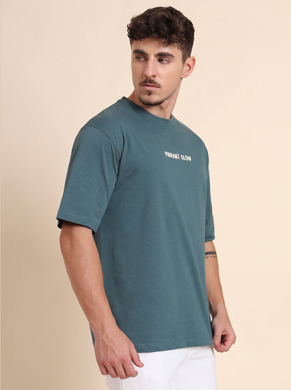 Deep Green Printed Relax Fit T-Shirt | JadeBlue