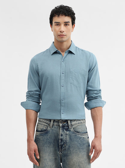 Teal Solid Slim Fit Casual Shirt | JadeBlue