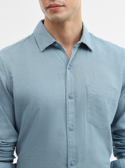 Teal Solid Slim Fit Casual Shirt | JadeBlue