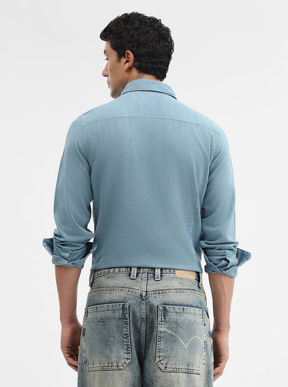 Teal Solid Slim Fit Casual Shirt | JadeBlue