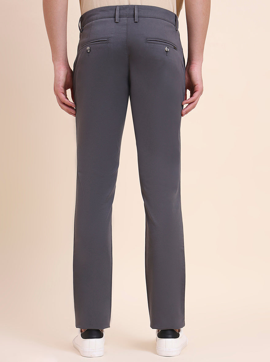 Dark Grey Solid Super Slim Fit Casual Trouser | Greenfibre
