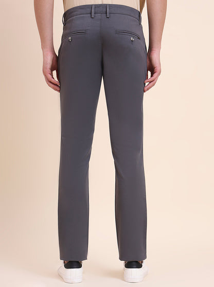 Dark Grey Solid Super Slim Fit Casual Trouser | Greenfibre