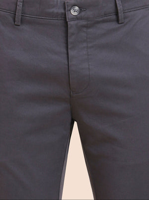 Dark Grey Solid Super Slim Fit Casual Trouser | Greenfibre
