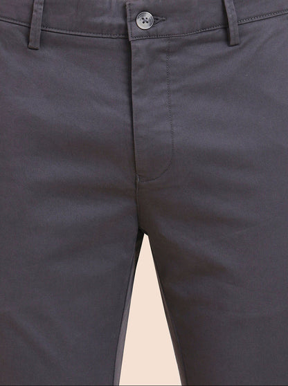 Dark Grey Solid Super Slim Fit Casual Trouser | Greenfibre