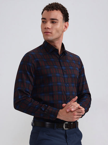 Blue & Red Checked Slim Fit Party Wear Shirt | Wyre