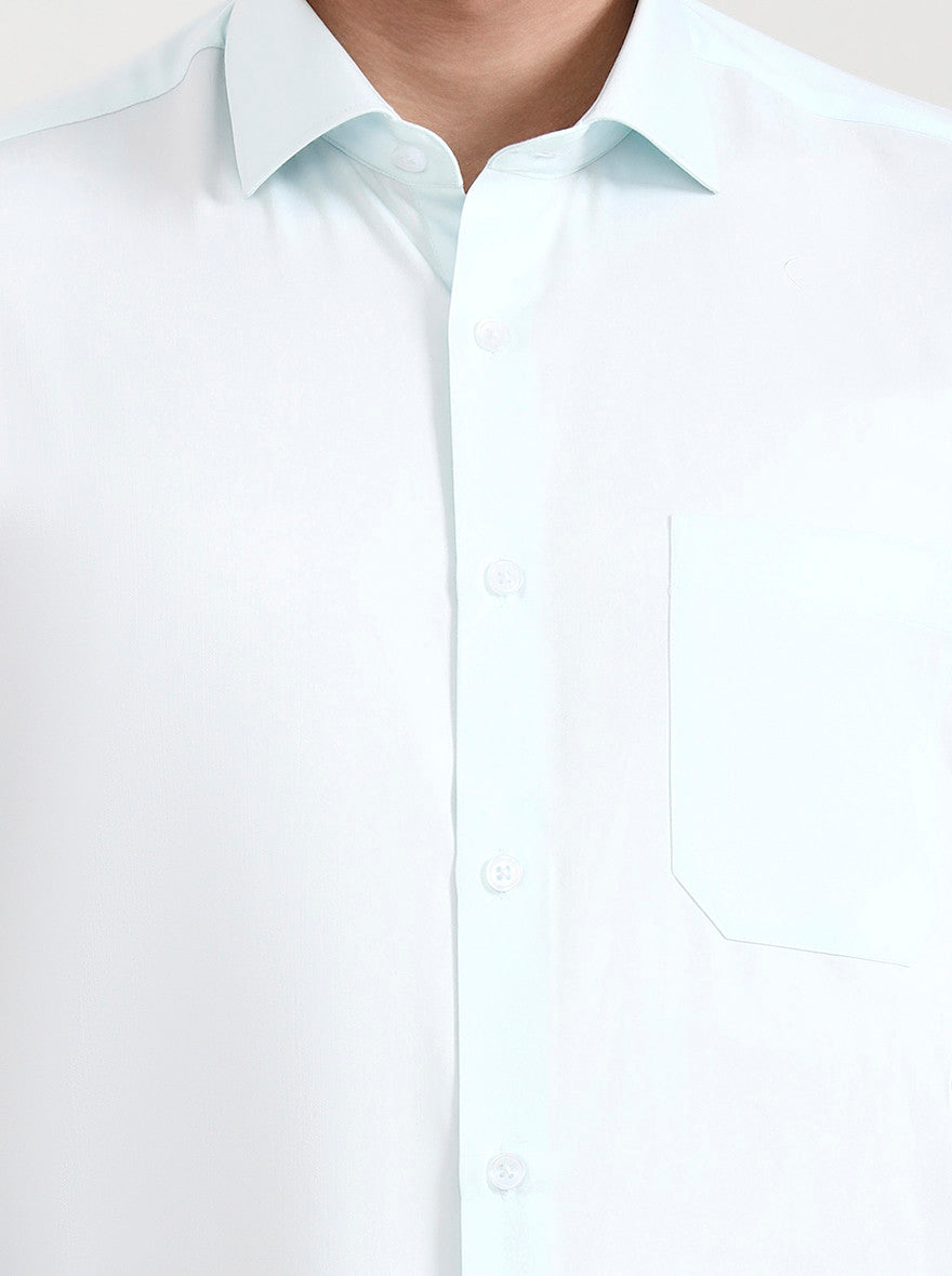 Sky Blue Solid Slim Fit Formal Shirt | Greenfibre