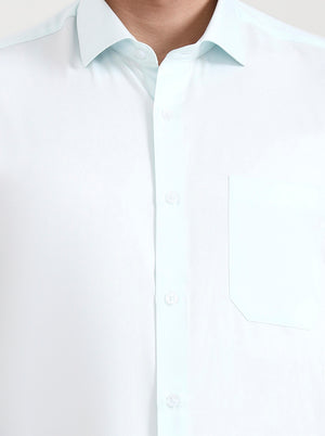 Sky Blue Solid Slim Fit Formal Shirt | Greenfibre